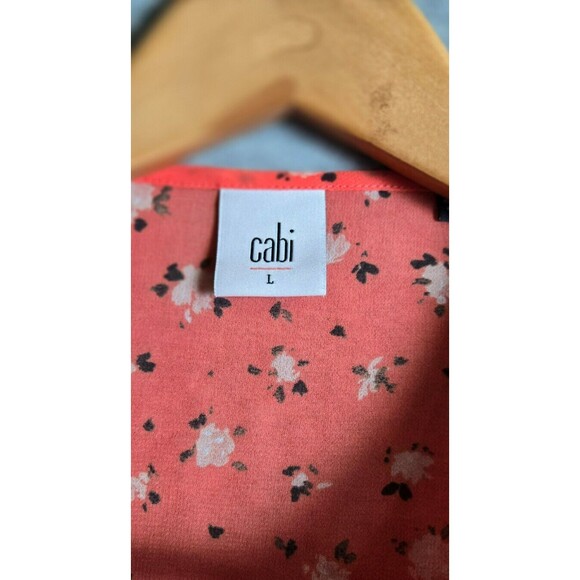 CAbi Women’s 5350 Coral Blossom Sheer Pintuck Floral Sleeveless Blouse Large - Picture 5 of 9